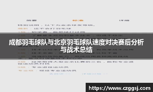 成都羽毛球队与北京羽毛球队速度对决赛后分析与战术总结